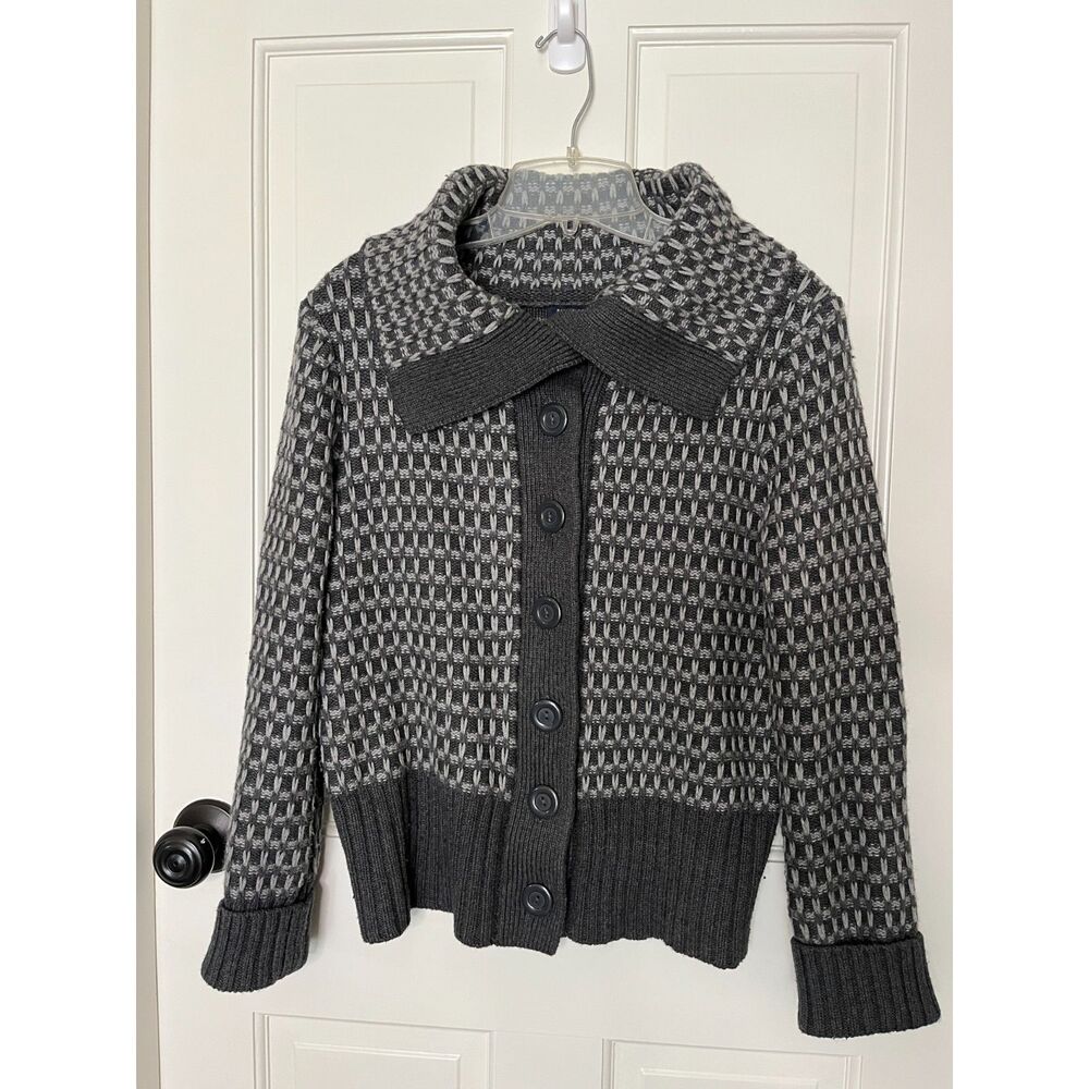 Banana Republic Women’s M Cotton Wool Cardigan Sweater Jacket Gray Button Front